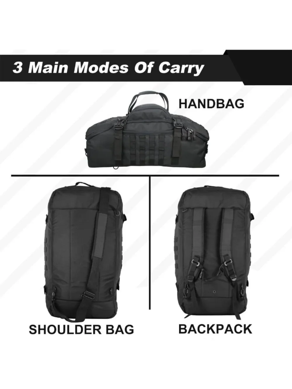 3-in-1 Military Style Backpack & Duffle Bag for Travel, Gym, Weekender & Workout